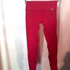 Bombshell Sportswear Ribbed Leggings in Red